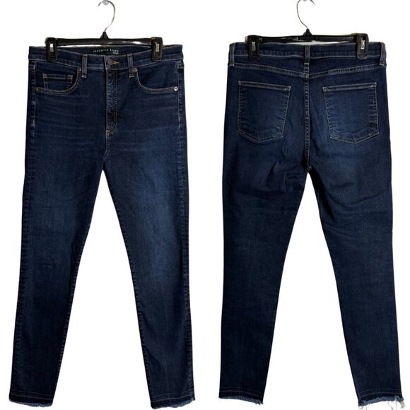 Veronica Beard Kate 10" Skinny Denim Jeans Women's 29 Dark Slate Raw Hem Stretch - Picture 1 of 14
